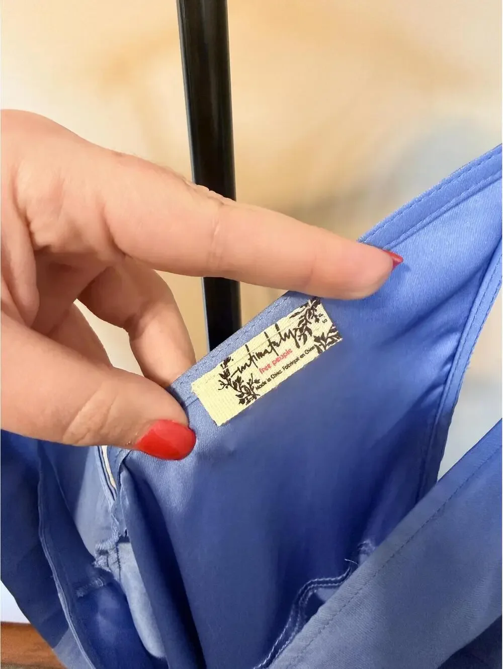 Free People Blue Satin Wrap Mini Dress Size S Silky Slip Dress
